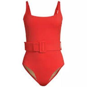 NWT Evarae Cassandra belted swimsuit in flame scarlett, US 8/UK12